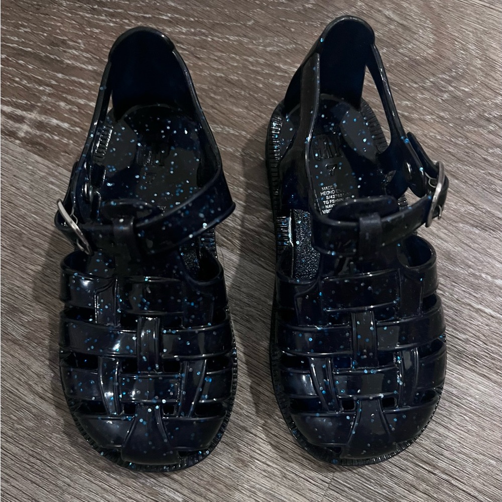 Baby Gap Blue Sparkle Jelly Shoes (size 7).